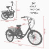 Triciclo terapéutico E Bike eléctrico. medidas 1